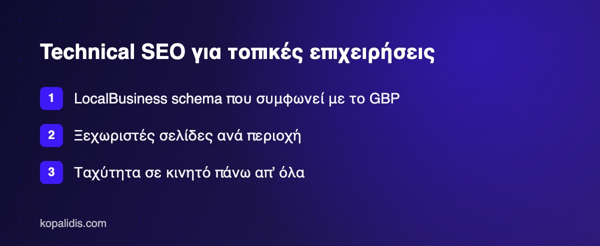 Technical SEO για τοπικές επιχειρήσεις και αναζητήσεις κοντά μου
